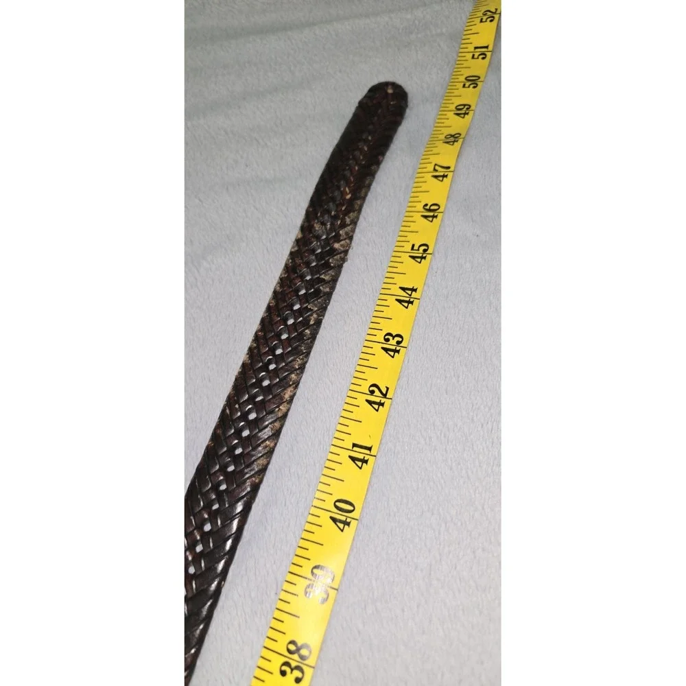 Mens Brown Braided‎ Genuine Leather Belt Silver Buckle 44/110 10003-88